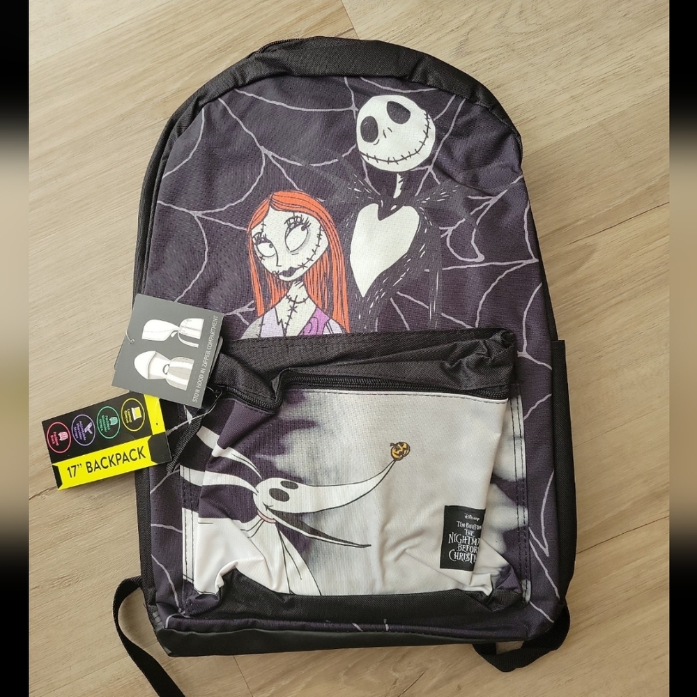 🆕️ Disney Nightmare Before Christmas Jack & Sally Hooded 17" Backpack